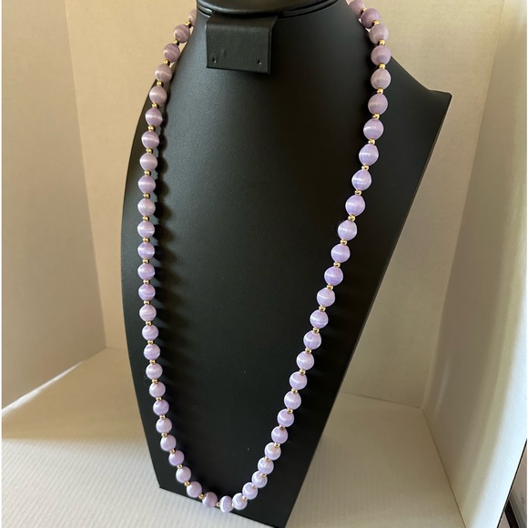 Purple and gold silk wrapped beaded necklace - Picture 1 of 3